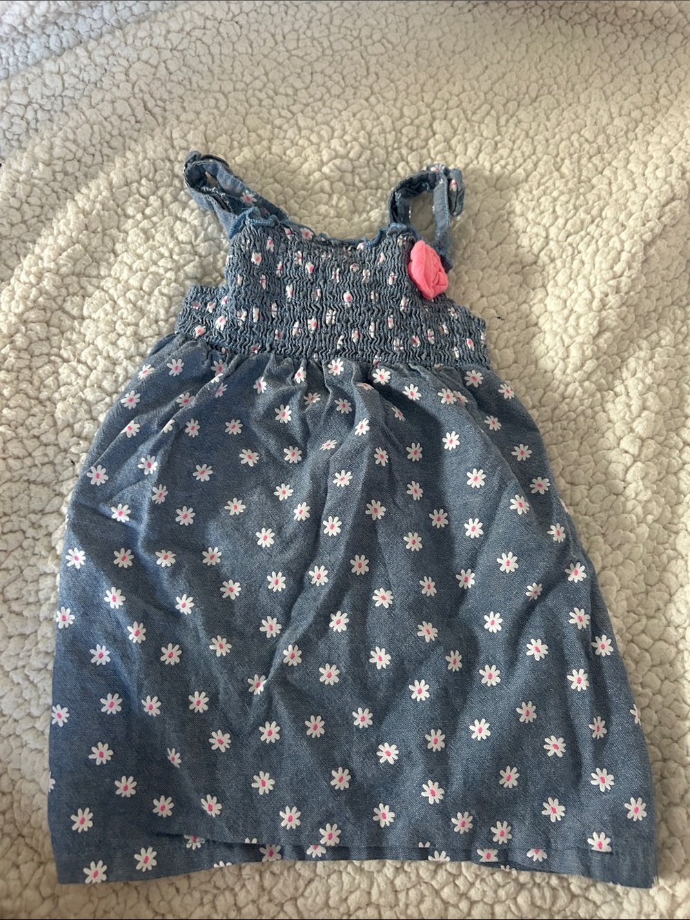healthtex Blue Floral Sundress with Pink Flower Detail
